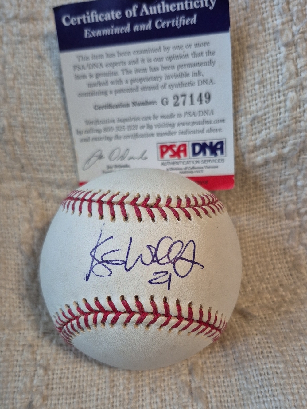 Autographed White Baseball with Red Stitching - PSA/DNA Certified Kip Wells
